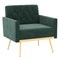 Modern Velvet Accent Chair with Button Tufted Back Golden Metal Legs and Adjustable Foot Pads